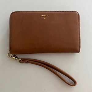 Fossil Camel Zip Clutch